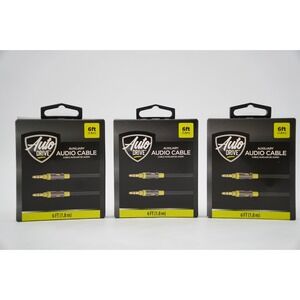 (3 Pack) Auto Drive Auxiliary AUX Audio Cable 6ft Each, 3.5mm